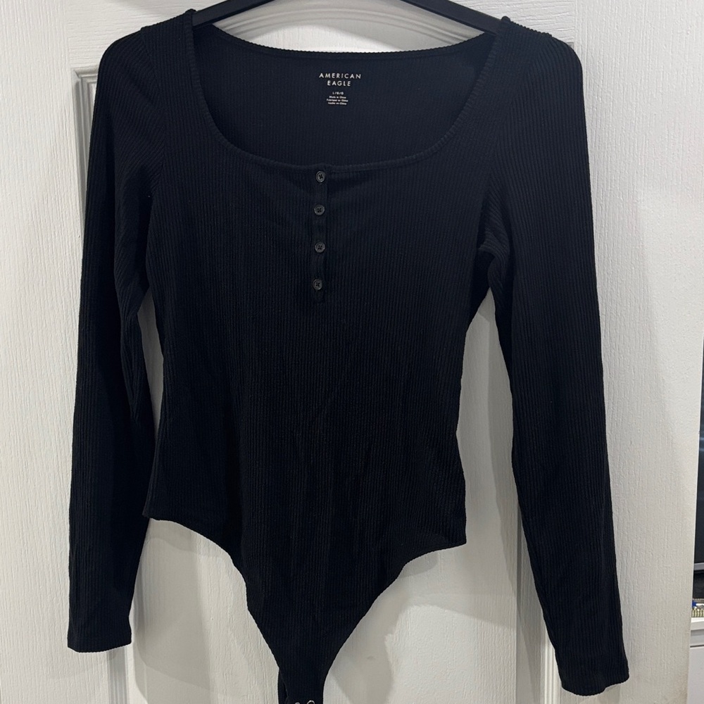 American Eagle Outfitters Black Buttoned Bodysuit